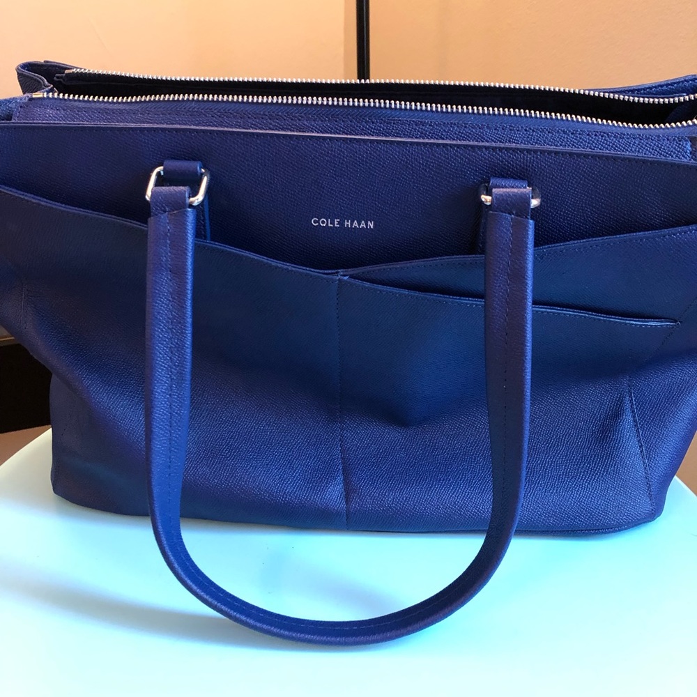 Brand New Cole Haan Blue Leather Work/Travel Tote